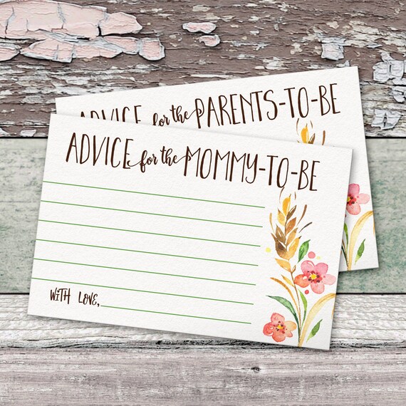 Mommy Advice Cards Printable Farm Floral Baby Shower Etsy