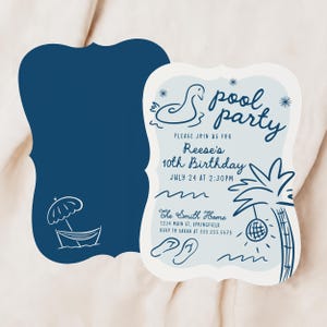 Pool Party Birthday Invitation, Summer Birthday Invite, Editable Template Digital Download, Corjl