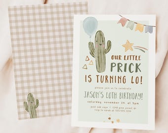 Funny Cactus 40th Birthday Invitation: Editable Template (Digital Download)