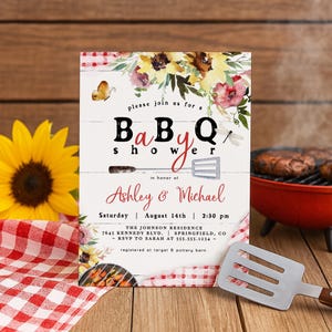 Baby-Q Shower Invitation, BBQ Baby Shower, Couples Baby Shower, 5x7 invite  | instant download | editable digital file, Corjl - bq1