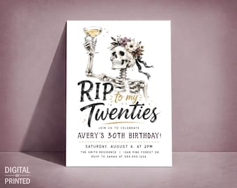 RIP to my Twenties Invitation, 30th Birthday Girl Digital Invite or Printed