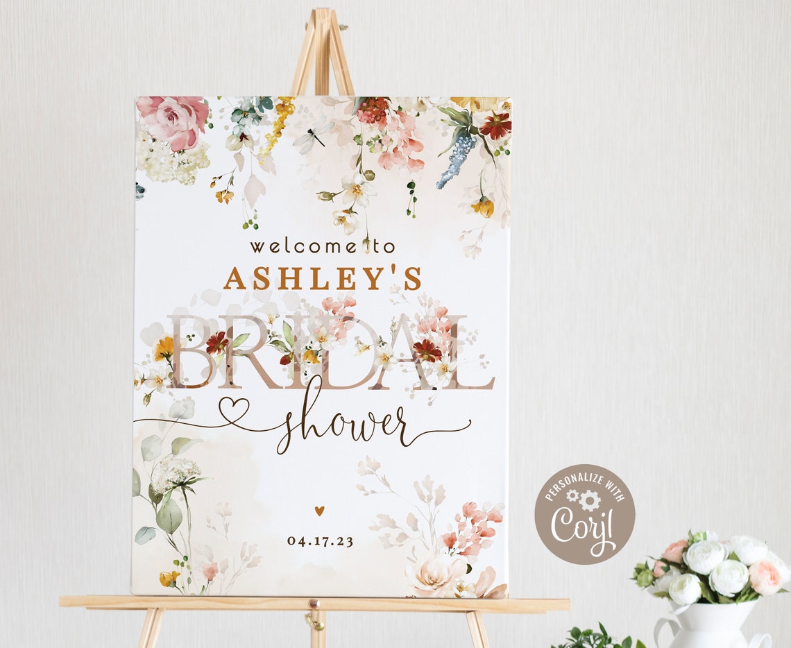 Floral Watercolor Bridal Shower Invitation BUNDLE Spring image 3