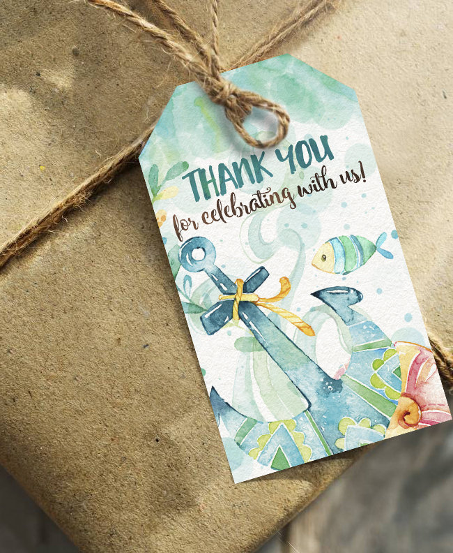 Nautical Baby Shower Gift Tags, Anchor Thank You Favor Tags