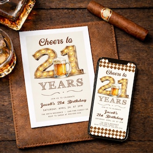 21st Birthday Invite for Him, Editable Template, Beer BBQ Theme, Digital Invite or Printed