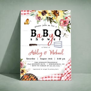 Baby-Q Invitation, Backyard Couples Baby Shower BBQ Invite, Digital Invite or Printed