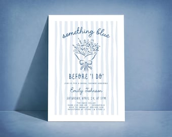 Something Blue Before I Do Bridal Shower Invite, Dusty Blue Digital Invitation or Printed