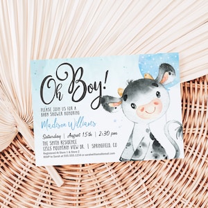 Cowboy Baby Shower Invitation Boy: Western Cow Print (Digital)