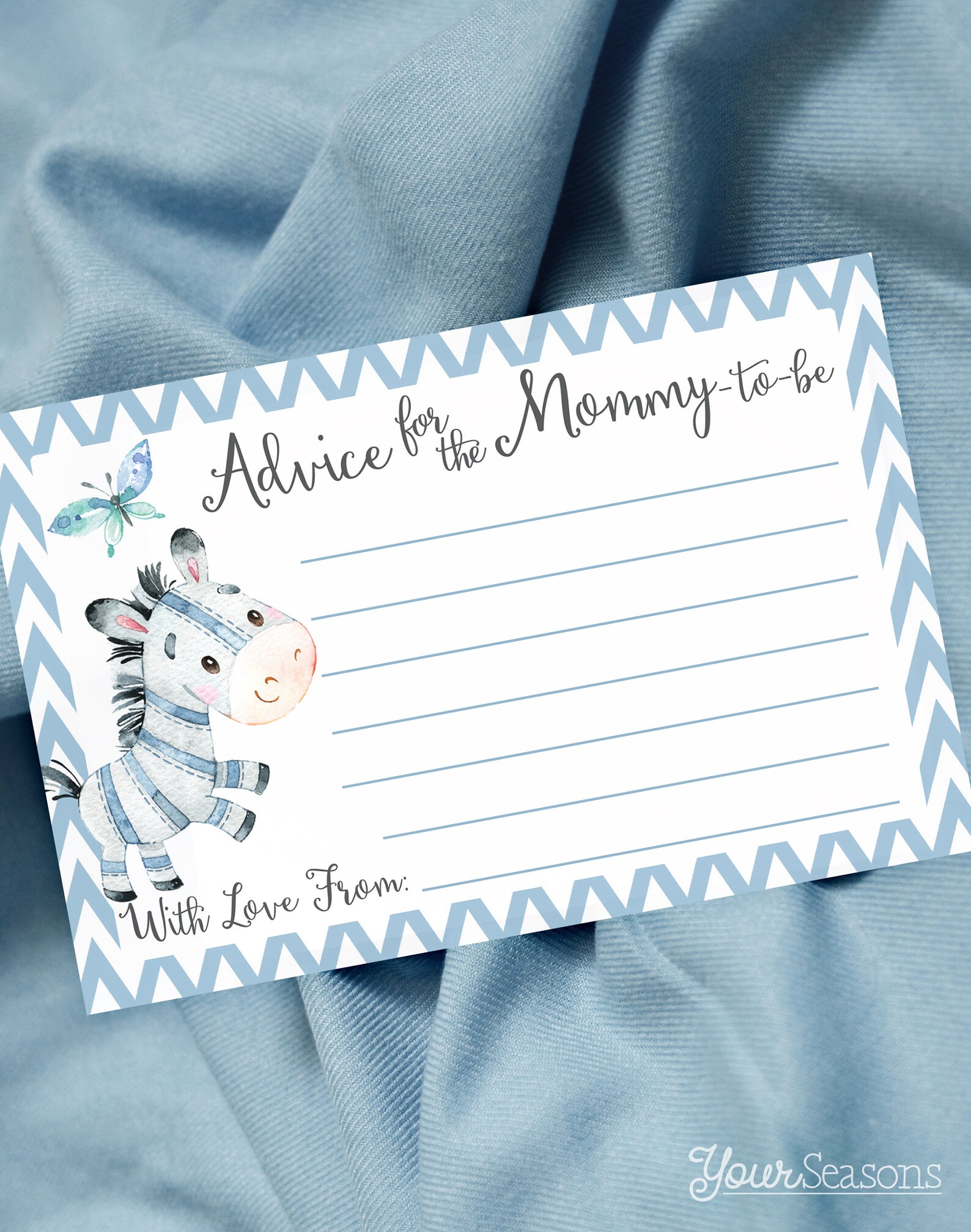 Mommy Advice Cards Printable Zebra Baby Shower Activity Etsy