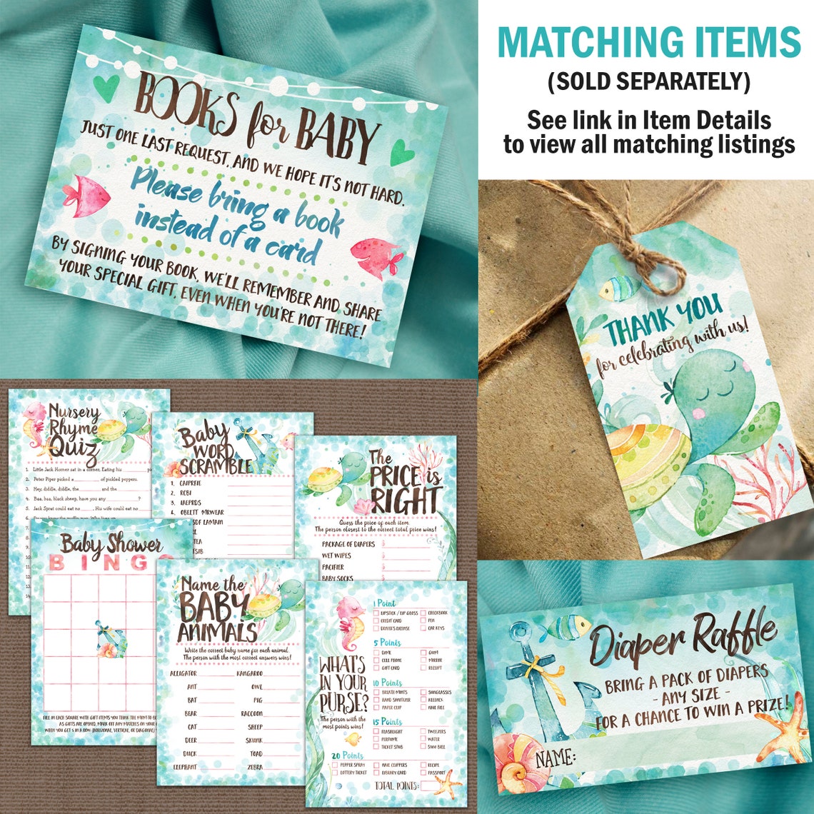 Seahorse Baby Shower Invitation Under the Sea Printable Etsy