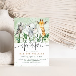 Safari Baby Sprinkle Invitation, Editable Template Digital Invite Download, Corjl 0391