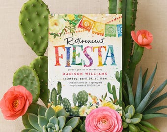 Fiesta Retirement Invitation, 5x7 invite editable template DIGITAL DOWNLOAD, Corjl