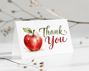 Tarjeta de agradecimiento de Apple, plantilla editable de Corjl (descarga digital)