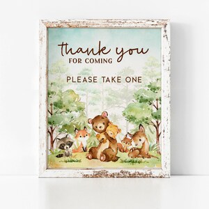 Woodland Baby Shower Favors Table Sign 0496, Editable Template DIGITAL Download, Corjl
