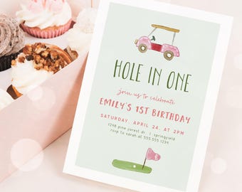 Hole in One Girl 1st Birthday Invitation: Golf Par-tee (Digital Download)