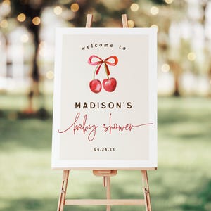 Cherry On Top Baby Shower Welcome Sign: Editable Template (Digital Download)