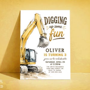Construction Birthday Invitation Boy,  Construction Theme Party, Digital Invite or Printed