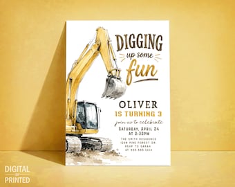Construction Birthday Invitation Boy,  Construction Theme Party, Digital Invite or Printed