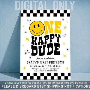 One Happy Dude Invitation, Boy 1st Birthday Invite, Editable Template, Digital Download or Printed DIGITAL Only