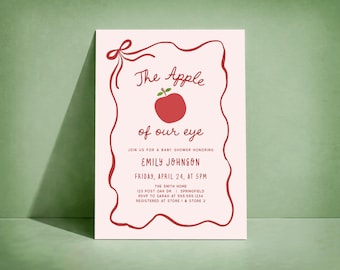Apple of Our Eye Baby Shower Invitation, Printed or Digital Invite