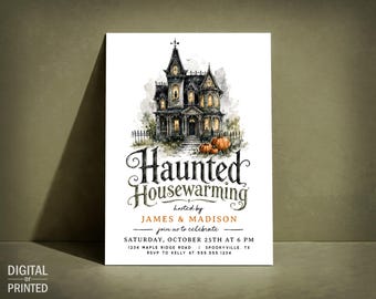 Haunted Housewarming Halloween Invitation, Digital Housewarming Invite Template or Printed