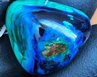 Azurite Malachite Cabochon - Nice 22mm - High Grade Pre-Drilled! More Cabs Here!