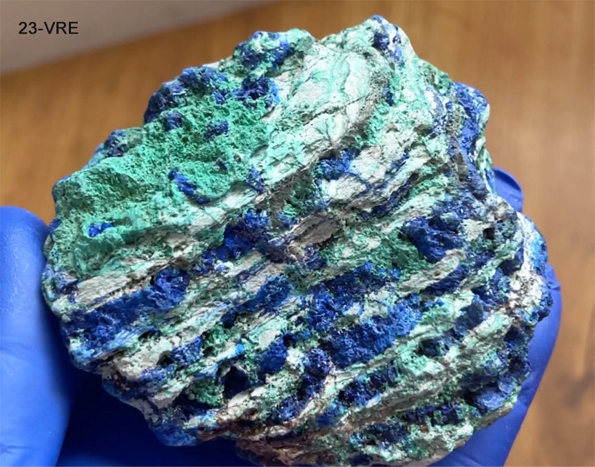 Lapis Lazuli and Blue Calcite Rhinestone Mirror, Crystal Resin