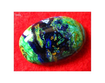 Azurite Cabochon - High Grade Complex Patterns Gemstone - 38cts. - Hard African Cab w/ Malachite Chrysocolla
