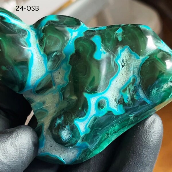 Chrysocolla Malachite Reptilian Skin - 220g Congo A+++ Specimen - See The Video!