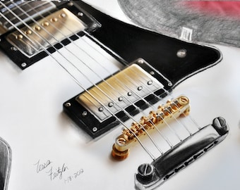 Little Sister's Guitar Mixed Media 8x10 print