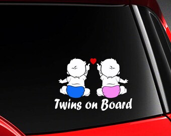 ORIGINAL Twins on Board Decal Baby on Board Car Sticker 6x5 Color Options