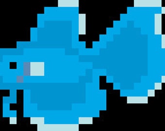Blue Betta Fish Cross Stitch Pattern PDF