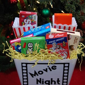 Movie Night Family Snack Gift Box, Popcorn Gift Box, Candy Gift Basket, White Elephant, Family Care Package, Gift for Couple, Date Night;
