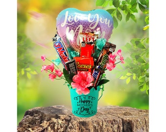 Personalized Mother's Day Basket; Mother's Day Gift; Mother's Day; Mother's Day Candy Bouquet; Mother's Treat Basket; Chocolate Gift Basket