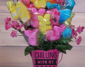 Peep Candy Bouquet; Peep; Peep Gift Basket; Chilling with my Peeps; Easter Bouquet; Peep Gift; Easter Candy; Easter Candy Bouquet