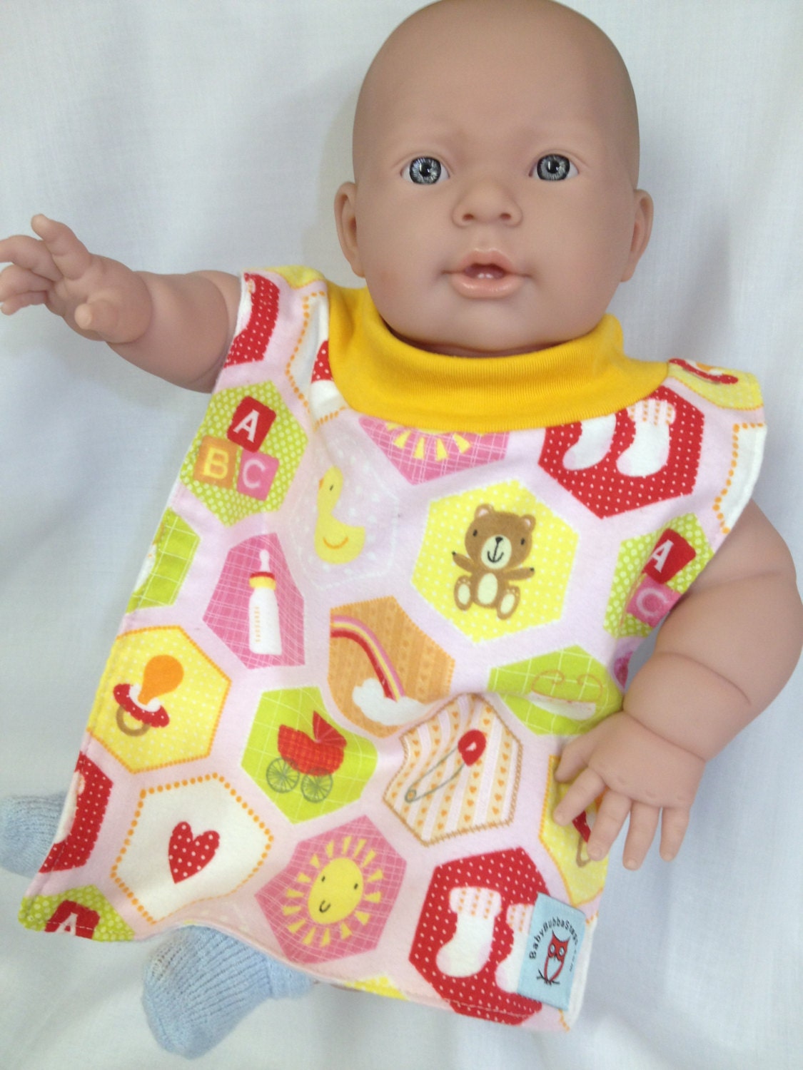 Pink Baby Bottles and Dummies Print Pop Over Bib Etsy