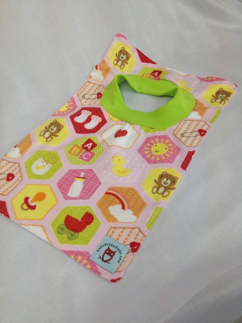 Pink Baby Bottles and Dummies Print Pop Over Bib Etsy