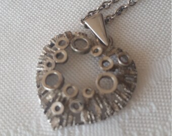 Have a heart! Modernist heart pendant on long link chain - Czechoslovakia hallmarked silver