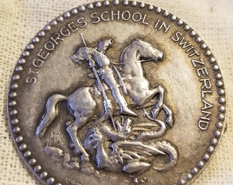 1930s Huguenin St. George's School in Switzerland silver  insignia pin