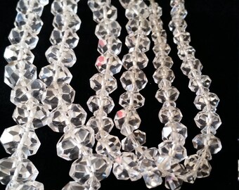 Art Deco faceted rock crystal bead necklace - with 150 beads