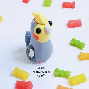 Cockatiel pendant, parrot pendant chubby birds cute purse accessory, parrot lovers gift, cockatiel lovers gift, stitch marker, ready to ship