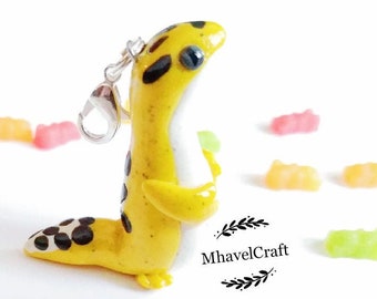 Handmade Leopard Gecko Clay Charm Pendant