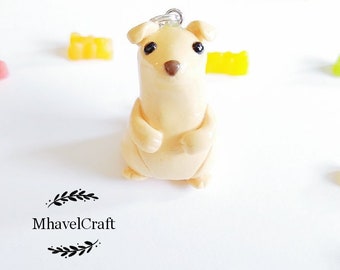 Polymer Clay Dog Charm, Chubby Puppy Pendant, Purse Accessory