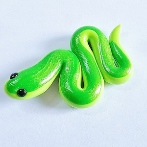 Green snake clay charm, lizard lovers gift, snake lovers gift ready to ship, snake pendant, exotic pet green snake pendant