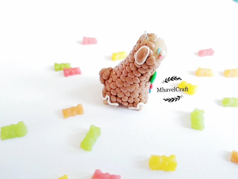 alpaca lovers cookie winter lovers gift Alpaca keychain gingerbread alpaca polymer clay christmas tree ornament kawaii alpaca
