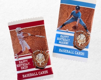 Custom BASEBALL Birthday Party Favors with Baseball Cards - Modern or Vintage
