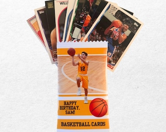 Custom BASKETBALL Birthday Party Favors with Basketball Cards - Modern or Vintage
