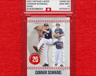 Custom Designed Baseball Card VINTAGE LACES Slab or Digital Design