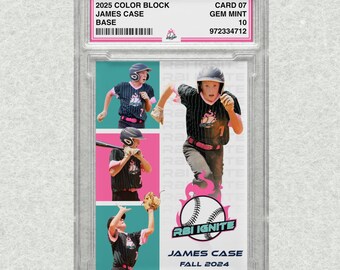 Custom Baseball Card COLOR BLOCK Slab or Digital Design - Holo - Holographic
