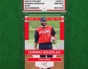 Custom Baseball Card IN THE DIRT Slab or Digital Design - Holo - Holographic