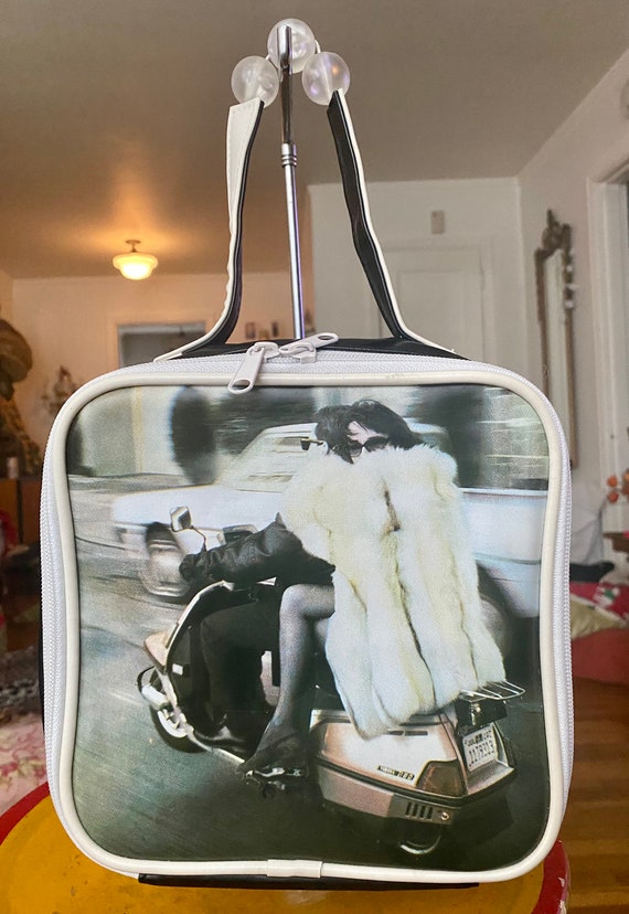 Mod and chic glam Vespa bag with lucite beads